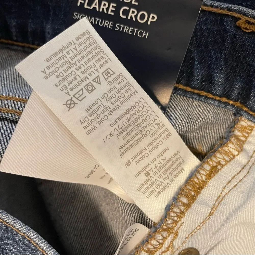 J. Crew Factory Mid Rise Flare Crop‎ Jeans Dark Wash Button Fly Size 26 NWT - Picture 7 of 7